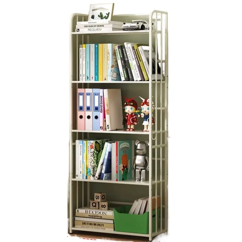 Steel Floor Standing Bookshelf Heavy Duty Carbon Steel Adjustable Shelf No Screw Installation For Living Room Bedroom Office