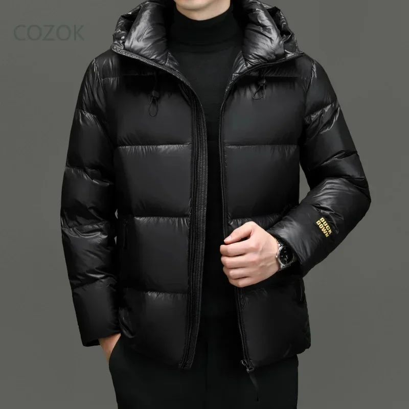 COZOK Black Gold and Goose Down Short Jacket Designer Clothes Men Padded 2025 Warm Man Winter Coat Casual Sack