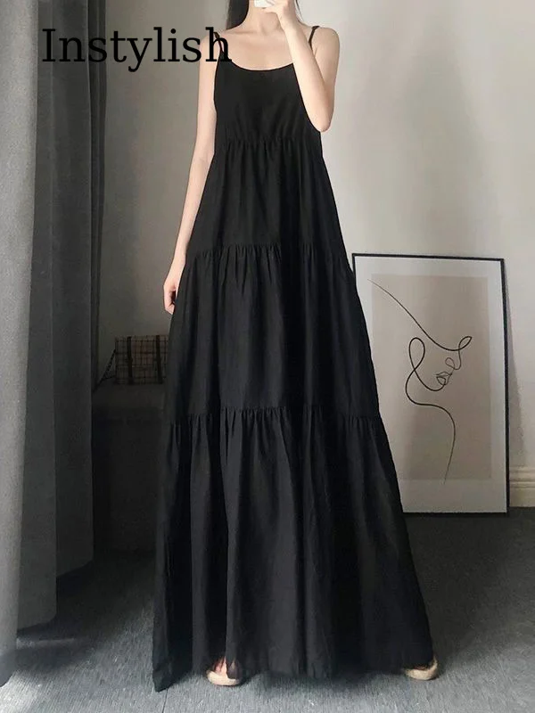Sommerliches, frisches und elegantes Damenkleid, langes, sexy Trägerkleid mit Bauchbedeckung, schlankmachendes, extra langes Kleid bis zum Knöchel.
