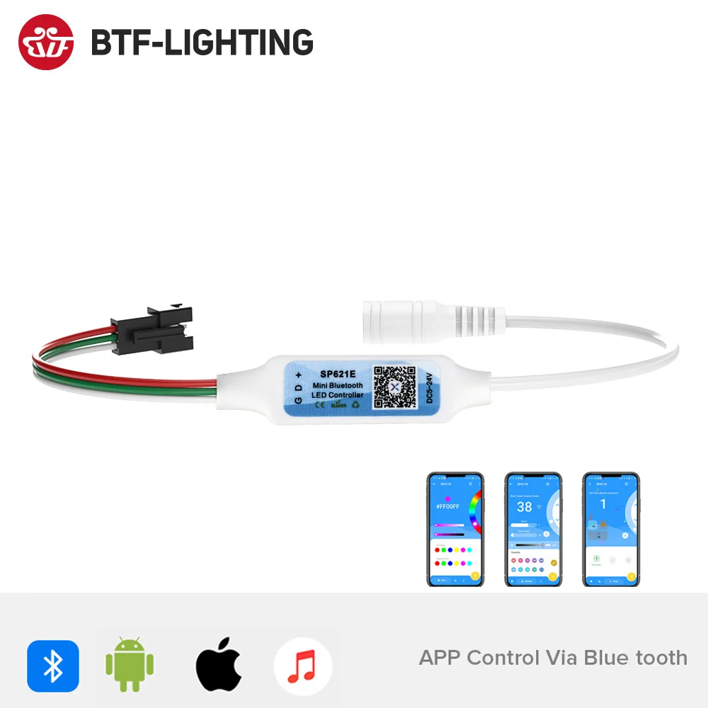 Mini WS2812B WS2811 Controller for Pixel LED Strip Light USB 3 4 Key WS2812 LED Light Strip SP621E Music Bluetooth APP DC5V-24V