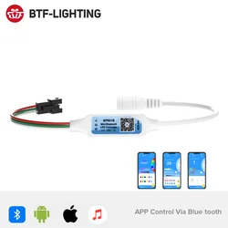 WS2812B Controller Mini Music Bluetooth App Controller for WS2812 WS2811 Piexls Addressable LED Strip Light IOS Android DC5V-24V