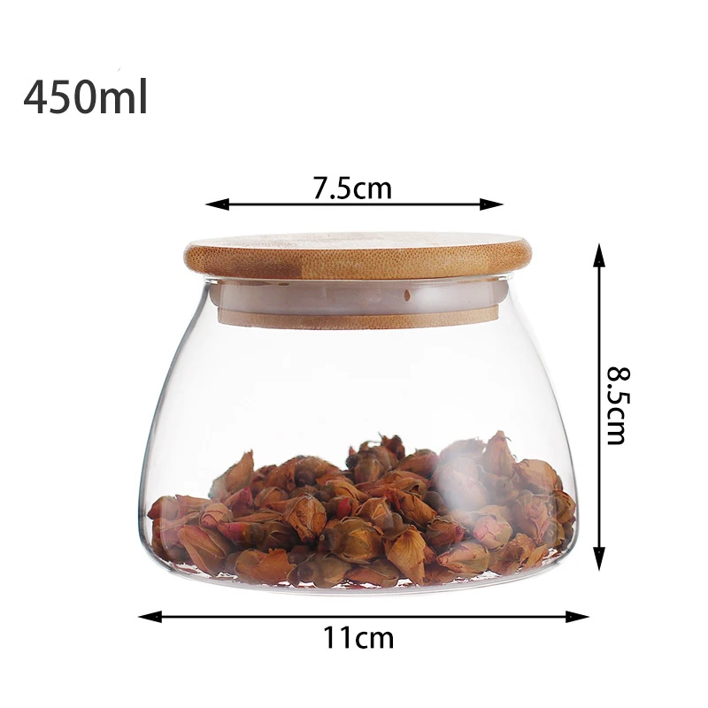 Spherical Glass Food Storage Container with Cork Lids Large Capacity Sealed Glass Bottles Pot Jar for Kitchen Organizer