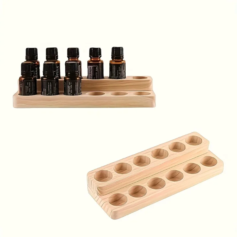 

1pcs 12-Hole Double-Layer Essential Oil Display Rack Solid Wood Perfume Bottle Organizer Storage Solution for Home Decor & Gift