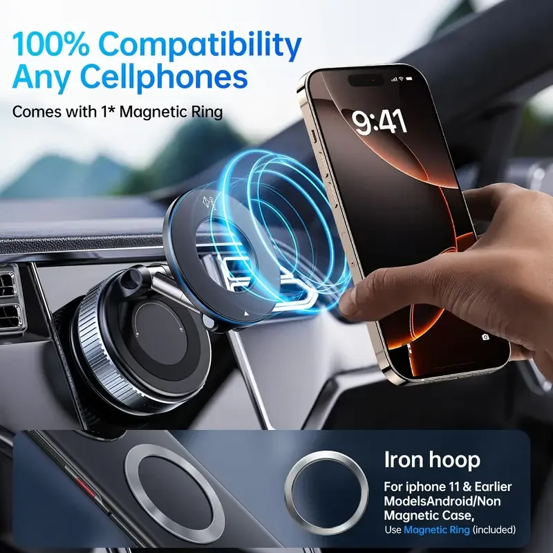 2025 New MagSafe Car Mount [ABS] Magnetic Phone Holder  Car with Strong Magnets 360° rotate and Adjustable Phone Car Mount image 6