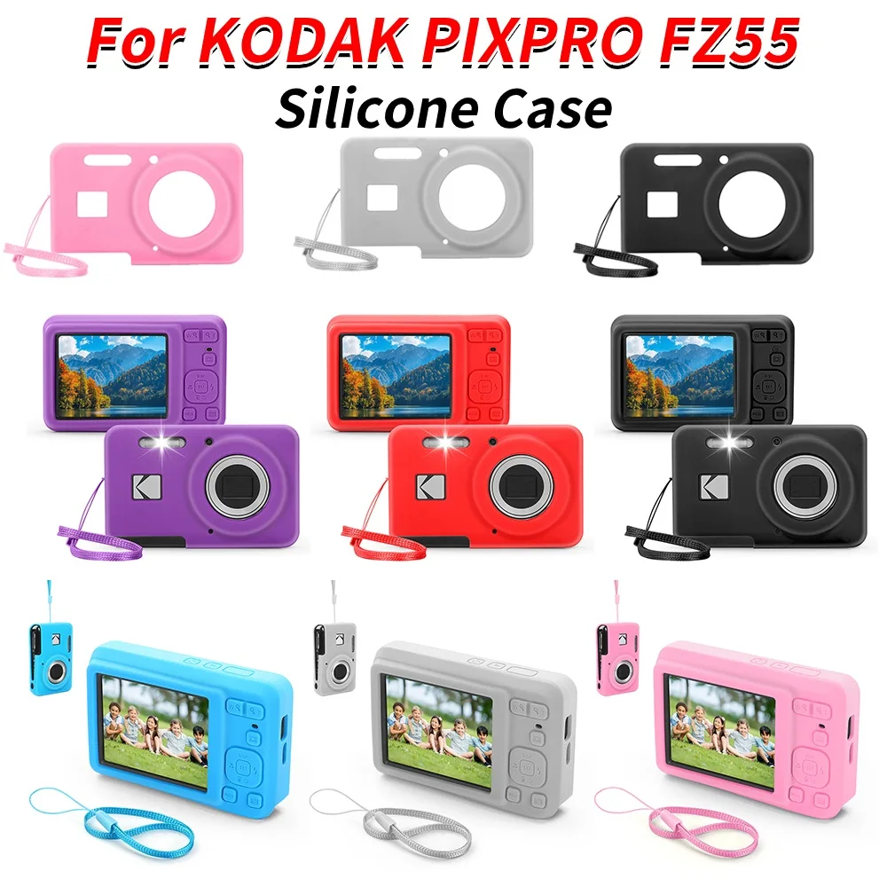 For kodak PIXPRO FZ55 Digital Camera Cover with Lanyard Slim Fit Camera Bag Camera Body Cover Outdoor Travel Camera Protect Case
