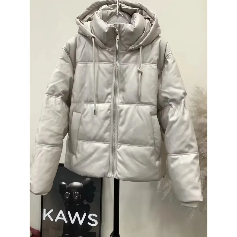 Imagem -04 - Traf Zr-inverno Quente pu Parkas de Couro para Mulheres Cabolsa Frio Jaquetas Femininas Cabolsas Promoção 2023