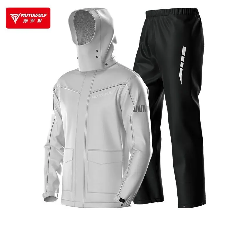 MOTOWOLF Chubasquero para motocicleta, chaqueta y pantalones ligeros reflectantes impermeables, traje de lluvia para el día lluvioso para adultos, todo deportes, hombres y mujeres
