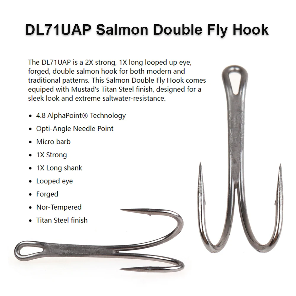 10 Stück # 4~ # 14 DL71UAP 2X Starker Lachs-Doppelhaken zum Binden von Lachsfliegen, Tube-Fliegen, Jigs, Doppelhaken für Meeresangeln, Köderfischen – Detail 3