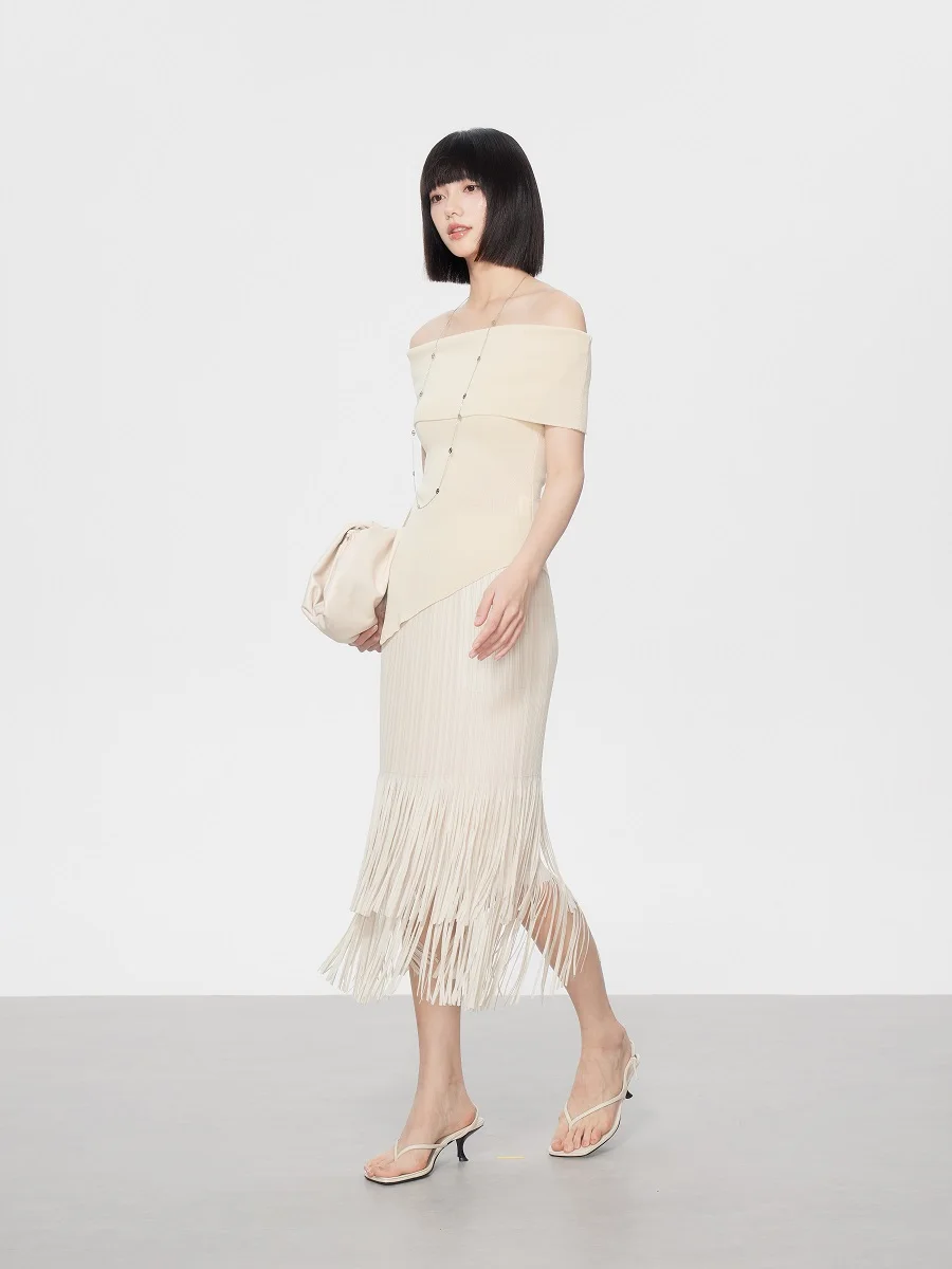 

Ele Многофункциональная женская юбка с кисточками Ayemorrey Dance Design, повседневная плиссированная высокая талия, длина до пола, полиэфирное волокно