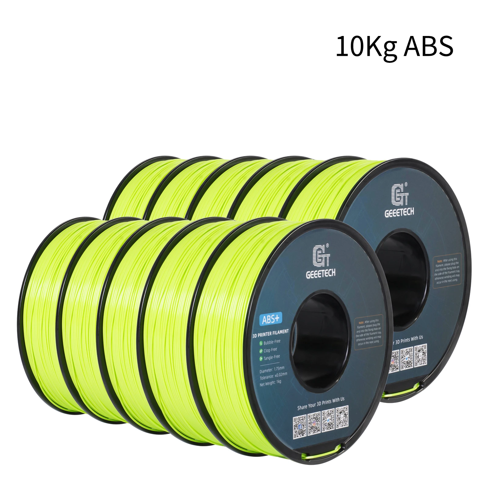 GEEETECH 10Kg 3D ABS+ Filament 1.75mm Spool Wire For 3D Printer Material,Safety, Vacuum packaging