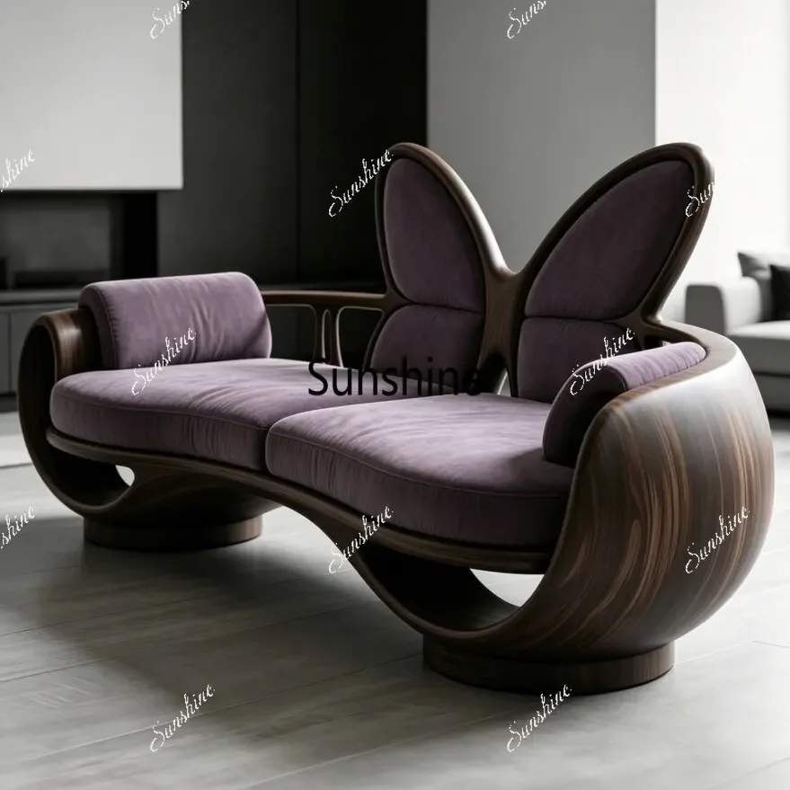 Italian light luxury butterfly shape solid wood sofa creative double