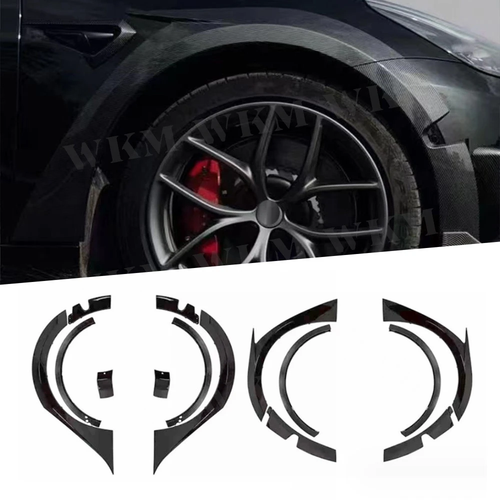 For Tesla Model 3 2019+ ABS Gloss black Wheel Eyebrow Car Fender Flares Mudguard Lip Body Kit Protect Covers Accessories