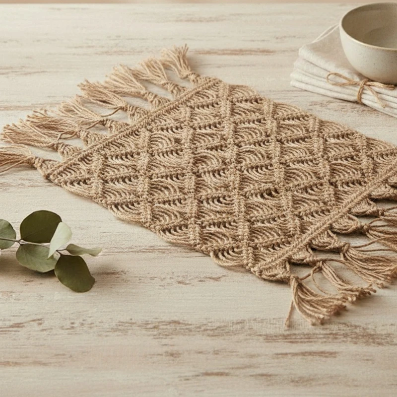 

Детское одеяло ручной работы из пеньковой веревки для фотосессии новорожденных. Опора для фотосъемки с кисточками в стиле бохо, коврик для корзины/кровати, подарок для душа.