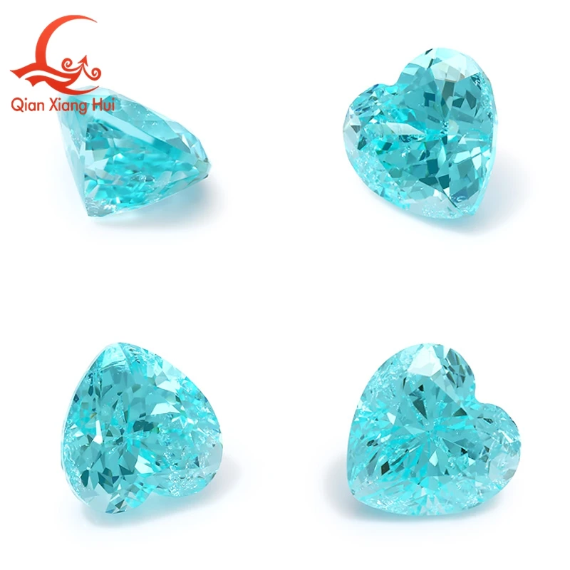 Heart Shape Neon Blue Color Paraiba Lab Grown Yttrium Aluminum Garnet With Inclusions Like Seawater Gem Stone Jewelry YAG