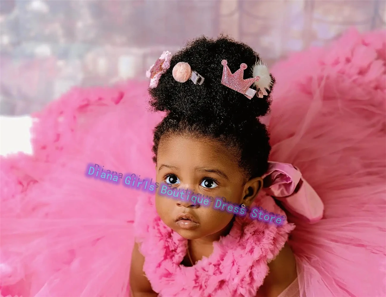 Customised Lovely Little Baby Flower Girl Dress Pink Tulle Fluffy For Wedding Kids Birthday Party Banquet Princess Gowns