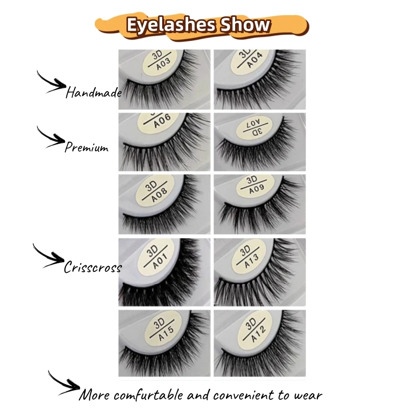 5 Pairs/Tray High quality chemical fiber naturally curlty-freeeyelashes full strip eyealsh extention with personlized