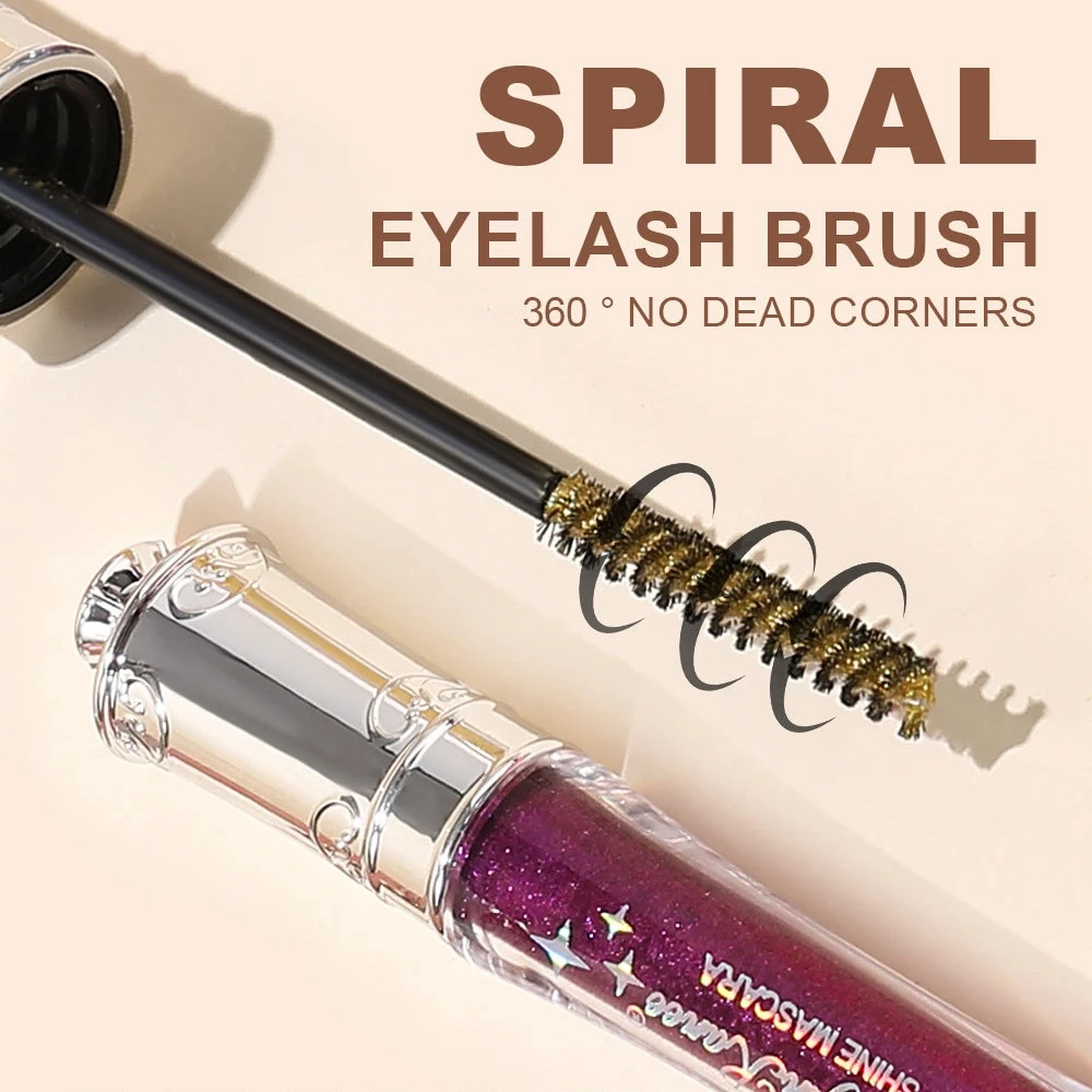 Paars Goud Diamant Mascara Glanzende Pailletten Zweetbestendig Glitter Wimpers Sneldrogend Blijvende Curling Dikke Mascara Shimmer Make-up