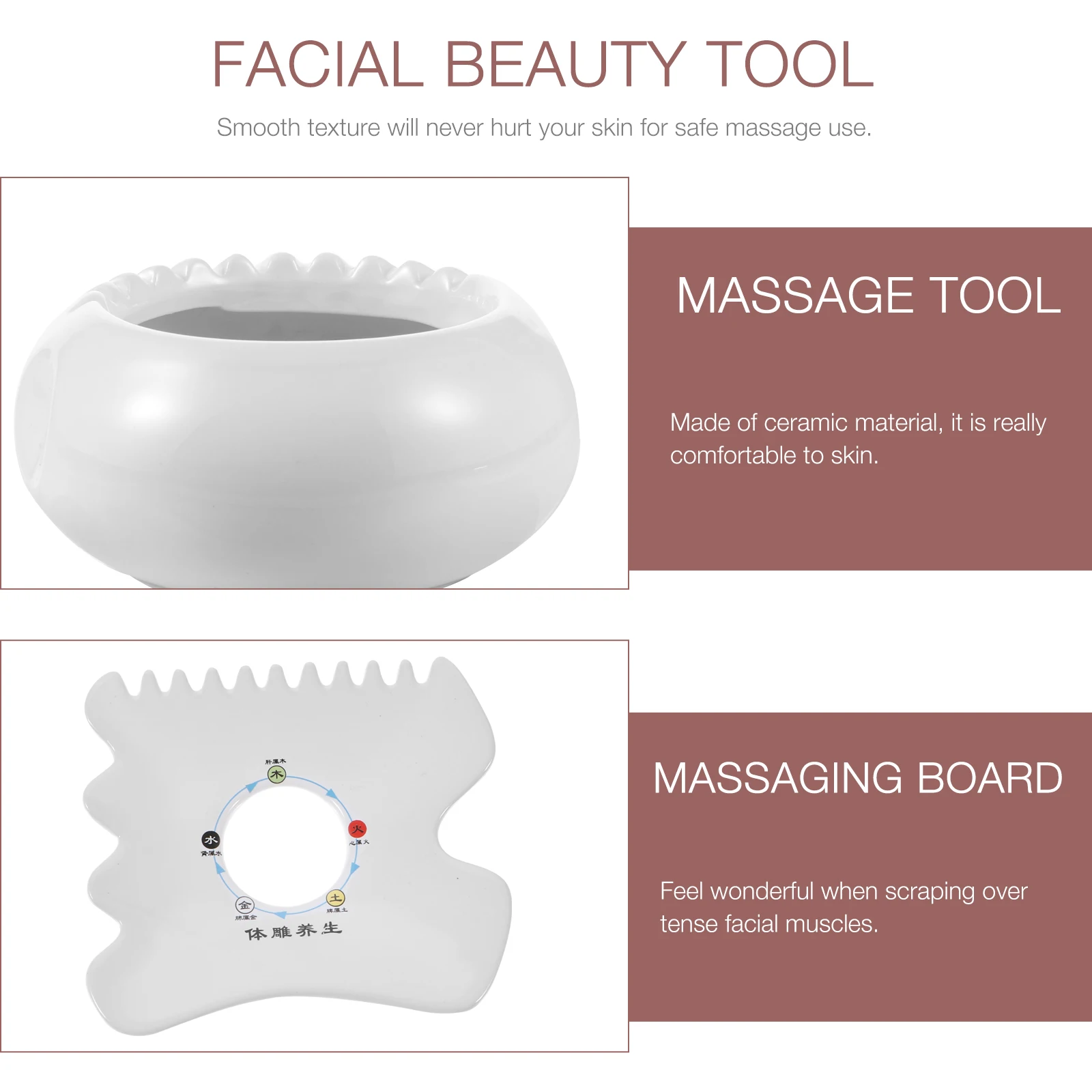 

Scrape Board Facial Massager Ceramic Scraping Plate Body Beauty Tool Steam Ceramics
