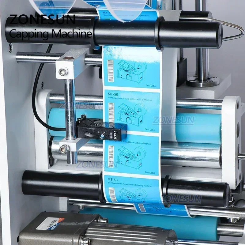 ZONESUN ZS-TB100S1 Semi-Automatic Single/Double Sides Labeling Machine Desktop Small Round Bottle Vial Sticker Label Applicator