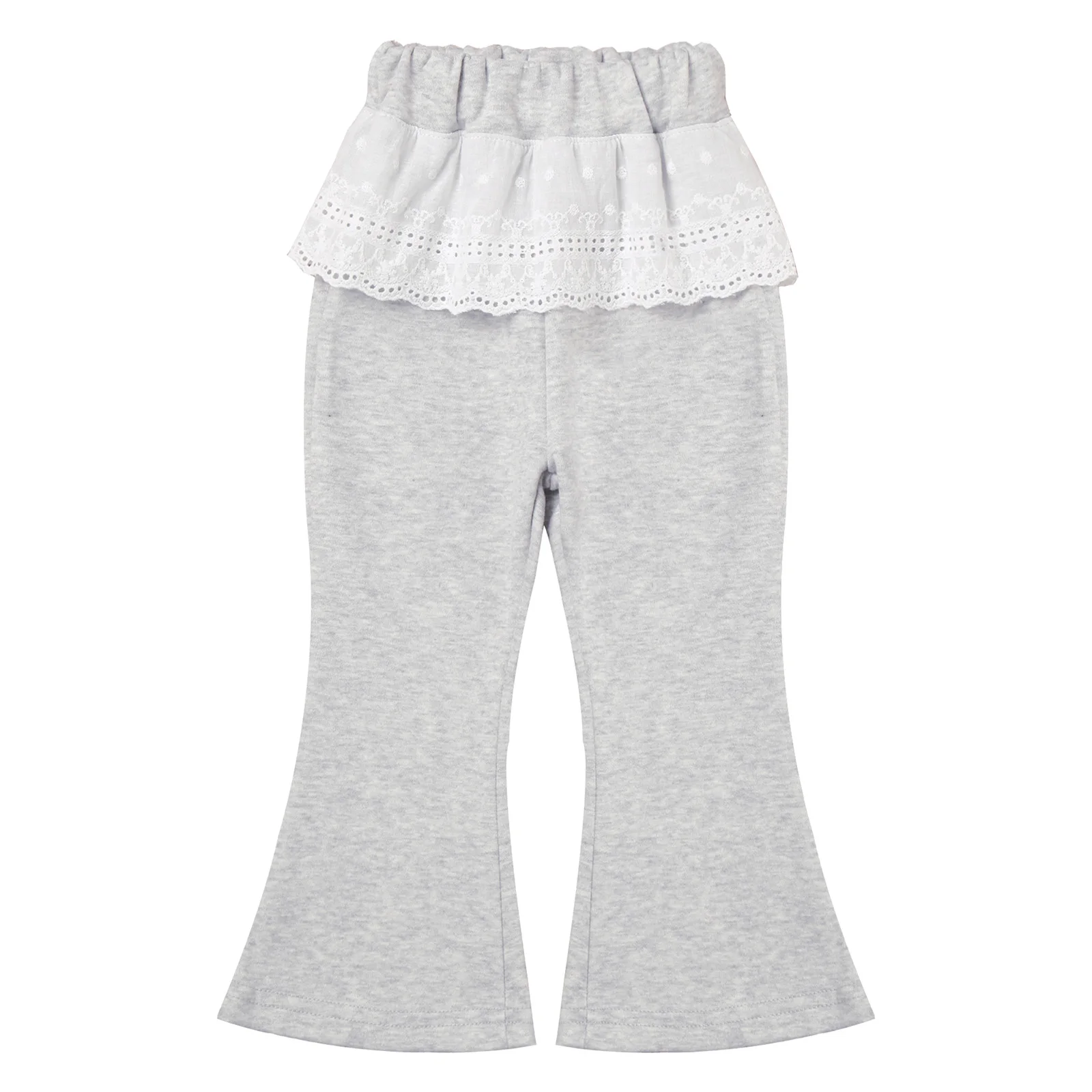 Little Girls Clothing Leisure Pants Stitching Lace Elastic Waistband Bow Embroidered Trousers Children Clothes School Daily Wear