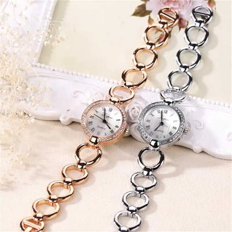 Vintage Fashion Silver Women Dress Watches Casual Quartz Stainless Steel Band Bracelet Watch Analog Wrist Watches