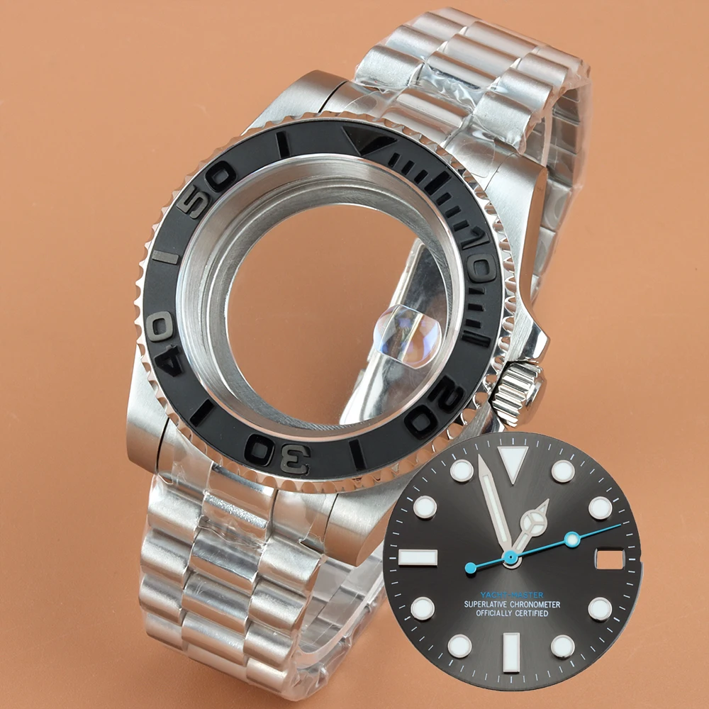 

Stainless Steel NH35 28.5mm Dial Green Luminous 40mm Sapphire Case Fit Yacht-Master NH35 NH36 NH38 NH34 Movement Oyster Strap