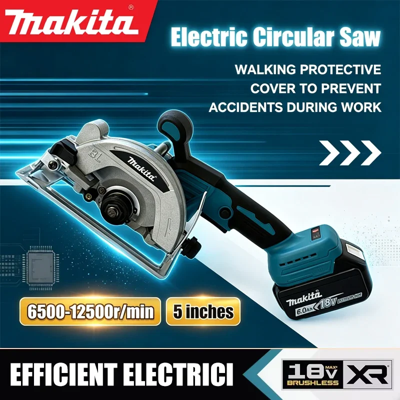 Makita High Power 5-Inch Brushless Rechargeable Cordless Circular Saw Electric Lithium 125mm Portable Cutting Machine