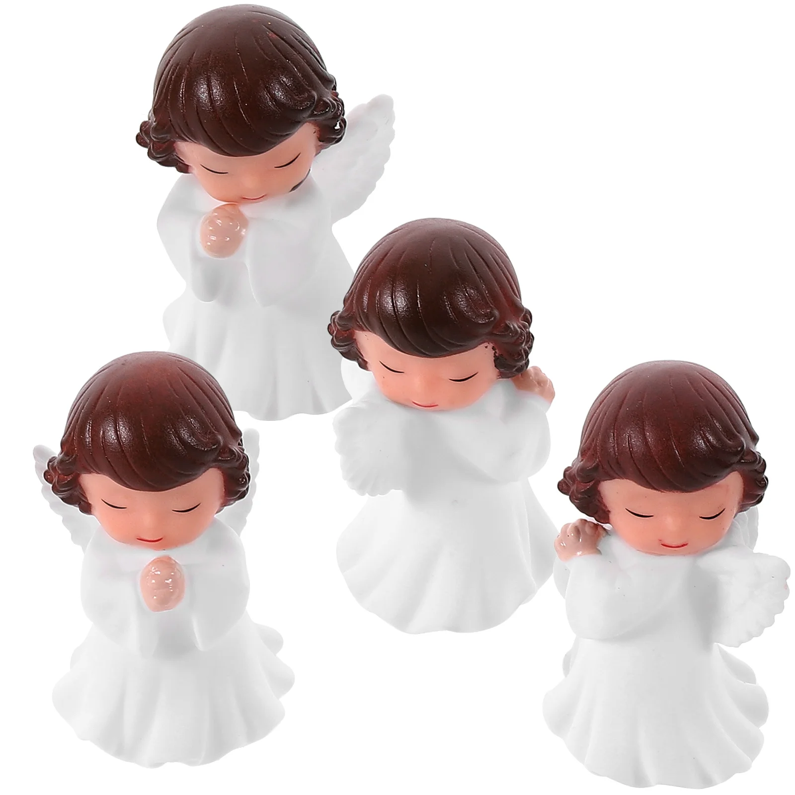 4 Pcs Praying Angel Birthday Cake Toppers Figurine Figurines Girl Decorations for Room Vinyl Home