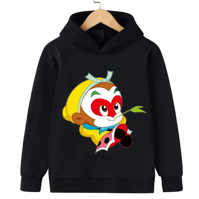 New Spring Monkey King Print Kids Boys Hoodies Sweatshirts Coats Teenager Boy Clothes Kid Pullover Girl Tops Children's Clothing