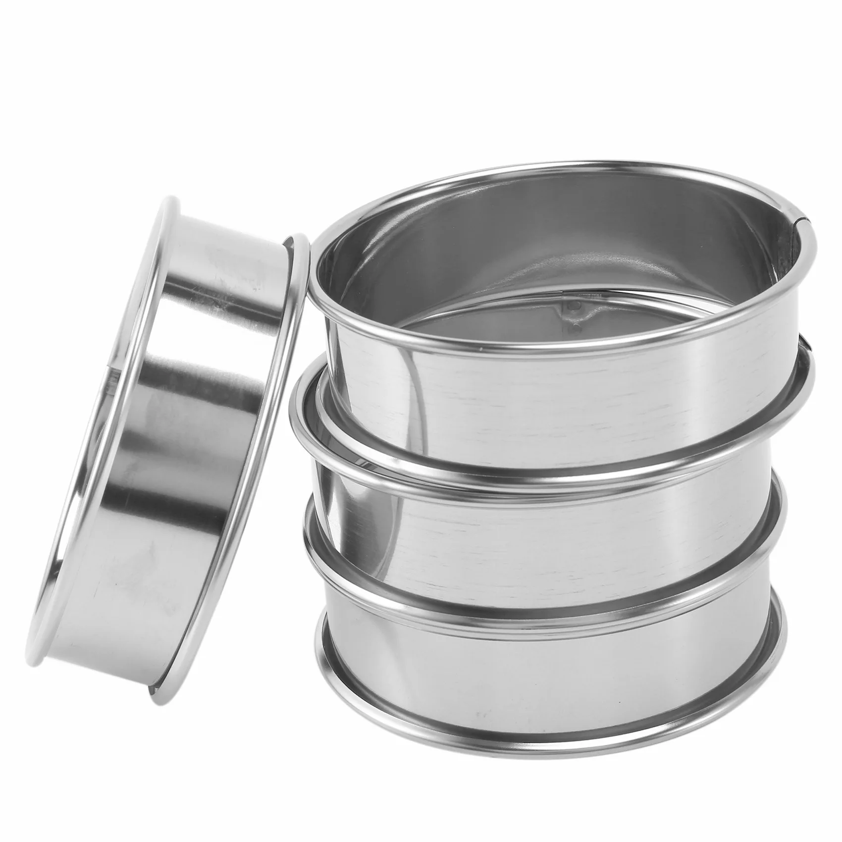 AA81-Double Rolled Tart Rings, English Muffin Rings Professional Crumpet Rings Set Of 16