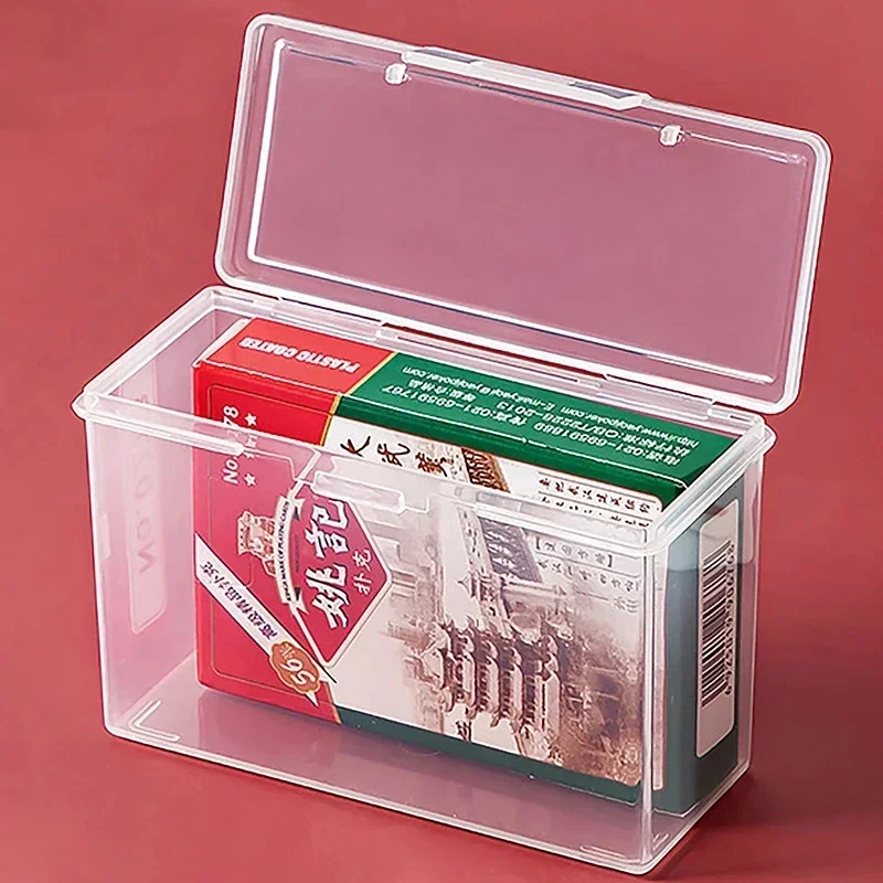 Caja de almacenamiento transparente para cartas de juego, contenedor de plástico para póker, estuche de almacenamiento de PP, broches cerrados para juegos de mesa