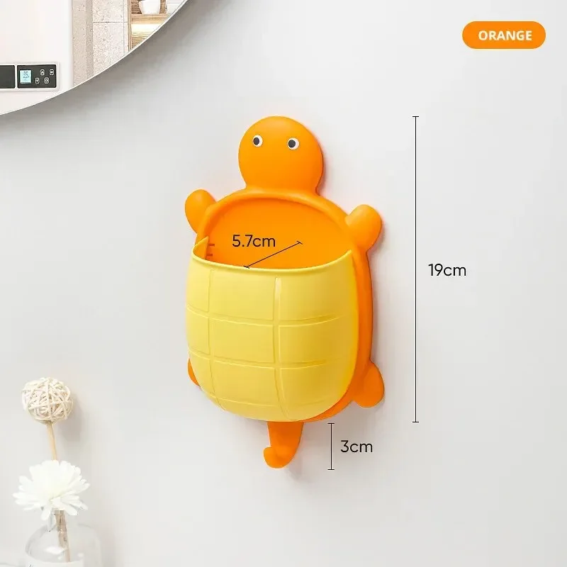 1PC Cute Toothbrush Holder Wall Mounted Toothpaste Holder Turtle Shape Wall Shower Razor Holder Organizer Bathroom Storage Green