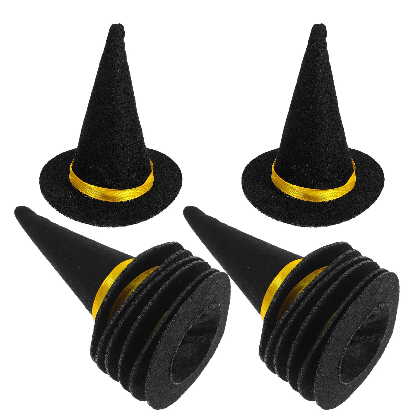 

14 миниатюрных черных фетровых шляпок ведьмочек для Хэллоуина, для поделок, украшения вечеринок, декоративных колпачков для винных бутылок
