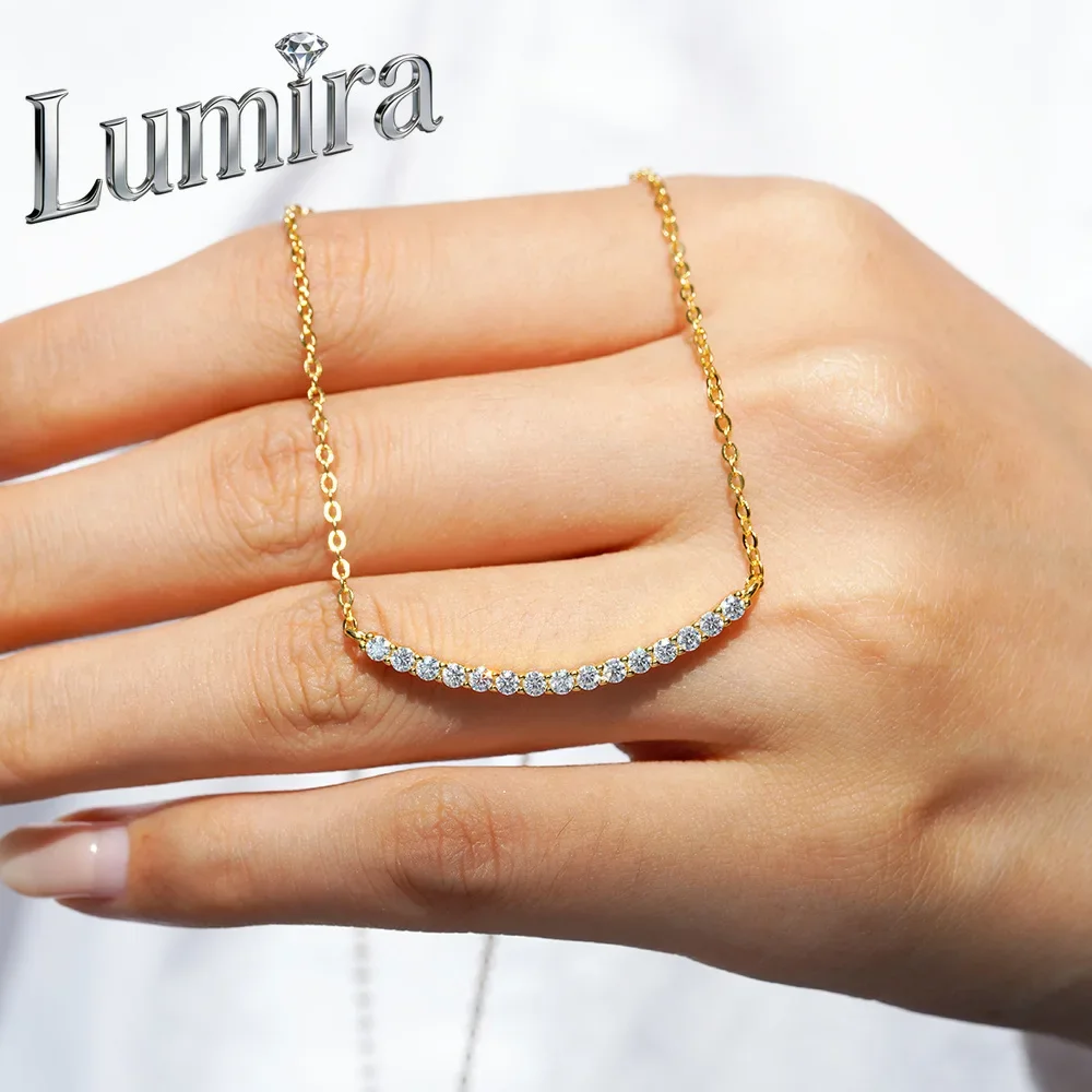 Lumira 18K Gold 1-Carat Moissanite Pendant Necklace for Women Fashion Smile Necklace Luxury-Inspired Collarbone Chain