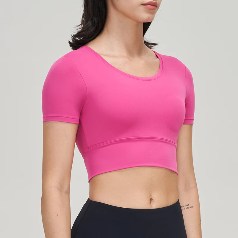 SOISOU Nylon Gym Bra Top Women Yoga Sport Shirts Crop Top Tight Elastic Breathable Chest Pad Removable Womens Clothing 6 Colors