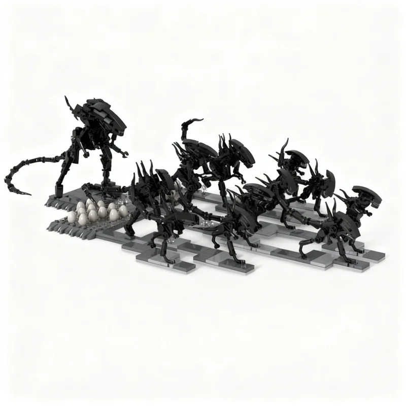 

454PCS MOC Creative Model Micro Aliens Series Part Iii Xenomorph Building Blocks DIY Assembly Building Blocks Display Gift Set