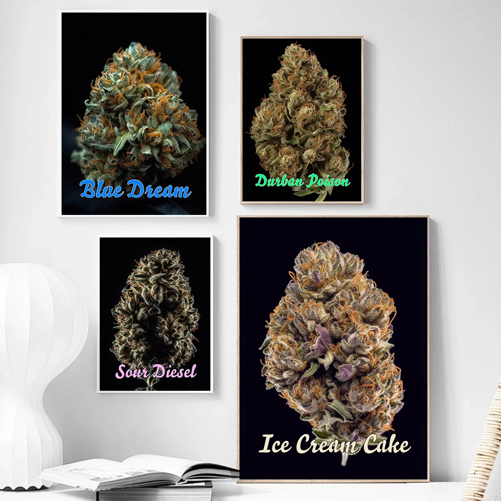 1pc frameless Canvas Painting Classic Herbs Marijuana Poster Nature Lovers Cannabis Weed Modern Prints Canvas Painting Wall Art