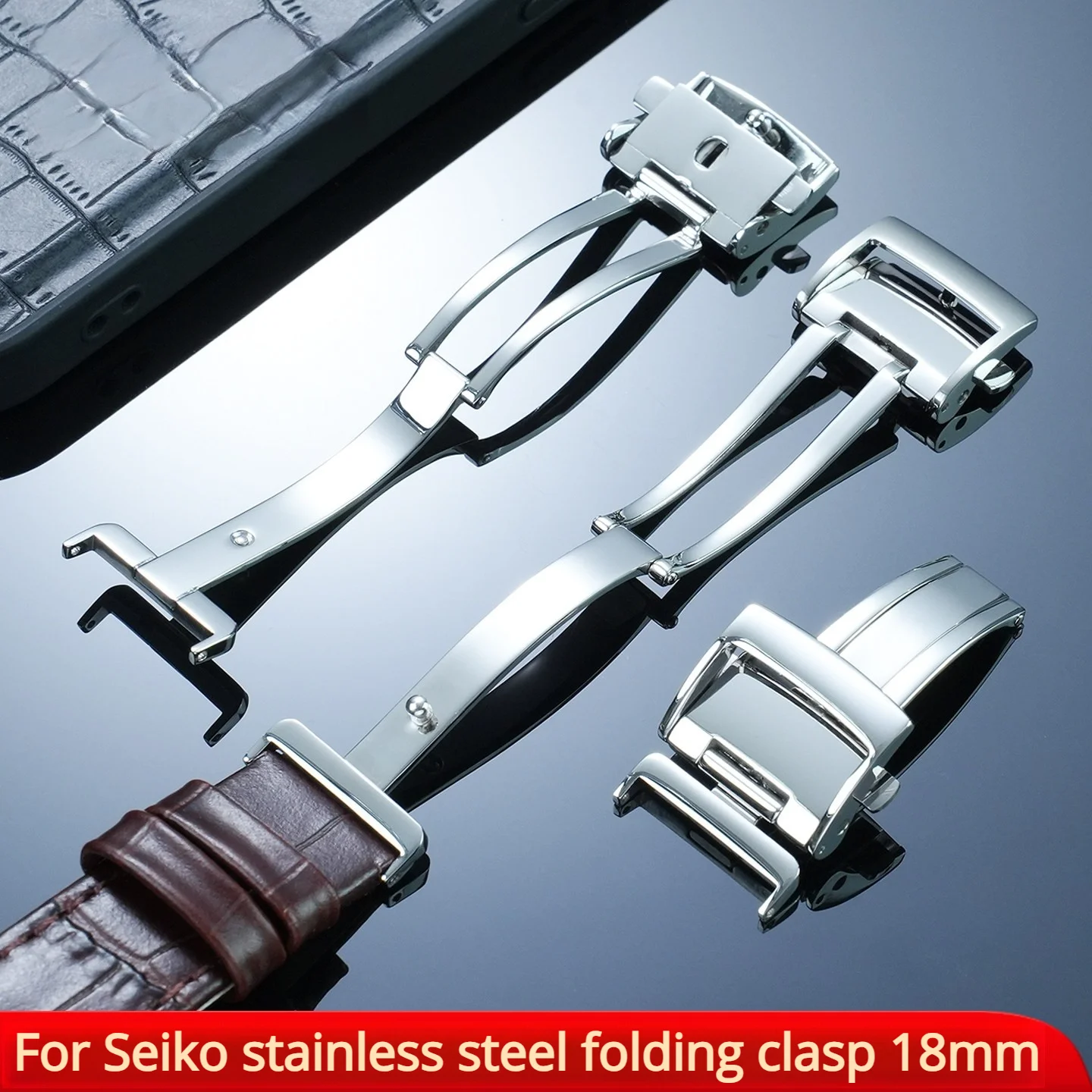

Высококачественная застежка из нержавеющей стали 18 мм для часов Seiko Premier Series SNP093 SNP096, кожаный ремешок, металлическая складная пряжка, запчасти.