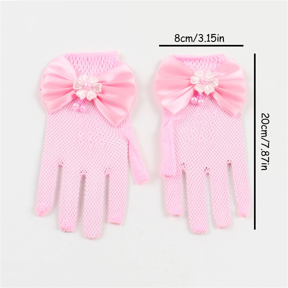 A Pair Mesh Bow White Gloves Dress Flower Cute Simple Wedding Communion Party Gloves Thin Short Elegant Mittens