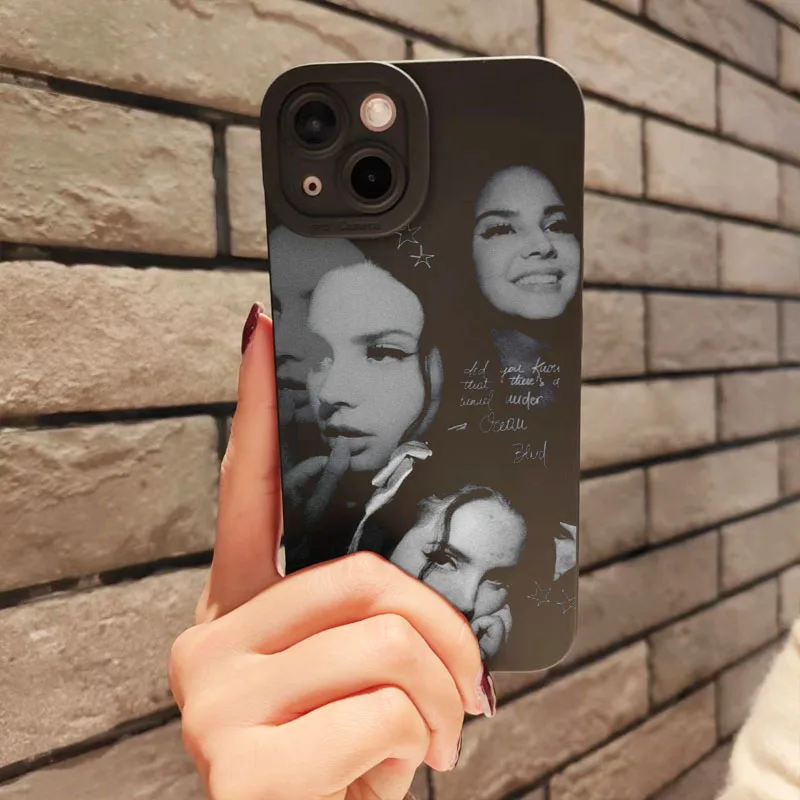 Singer Lana Del Rey Black Phone Case for iPhone 15 14 13 12 11 Pro Max XR Shockproof Funda Cover Christmas Gift for Friends