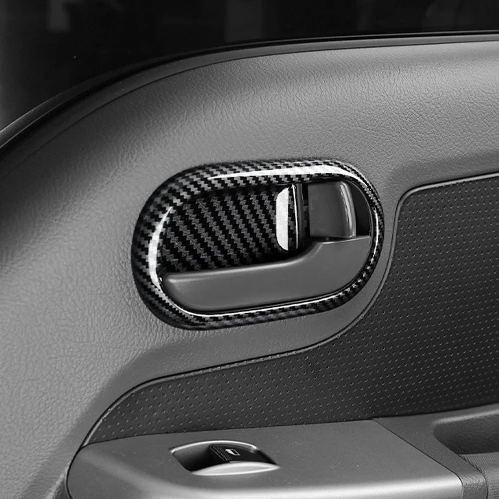 Carbon Fiber Wood Grain Style Car Inner Door Bowl Handle Frame Cover For Kia Bongo LHD Interior Trim Accessories