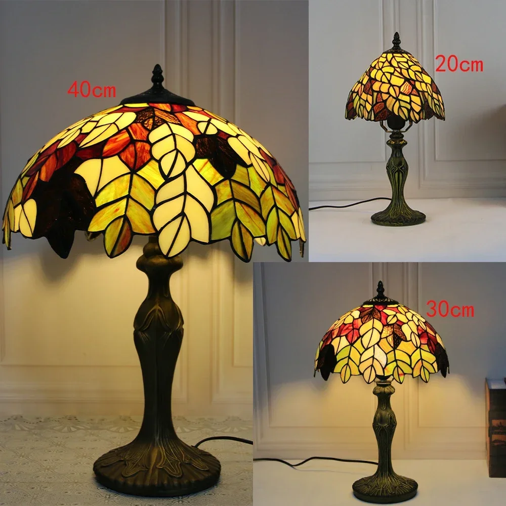 Vintage Stained Glass Shade Lamp, Lâmpada de mesa Tiffany, 8 pol, 20cm