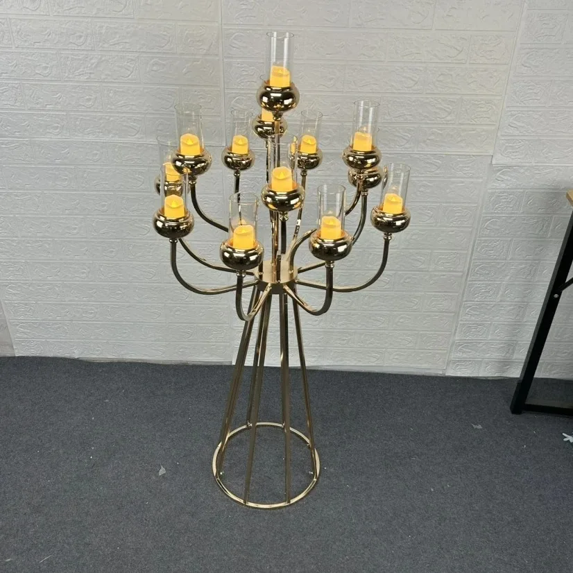 

Metal Candelabra Luxury Candle Holders Stands Wedding Table Centerpieces Road Lead For Home Party Decoration