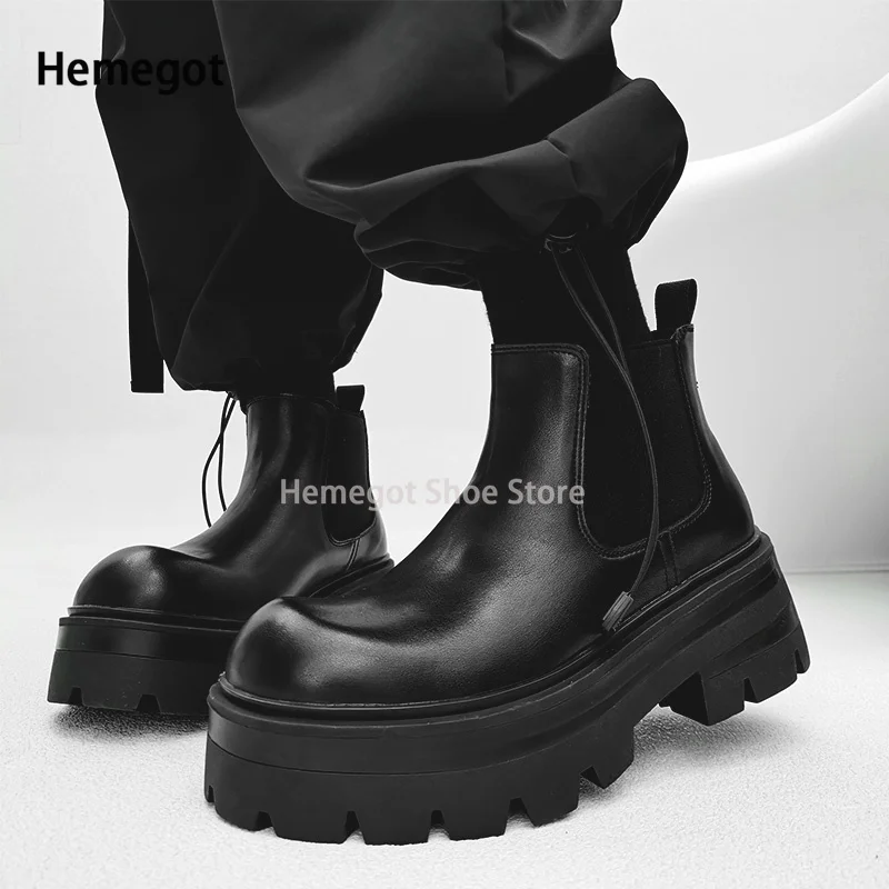 Thick-Soled Chelsea Boots Men's British Style High-Grade Increase Breathable Comfortable Big Head Boots Mid-Top Ankle Boots