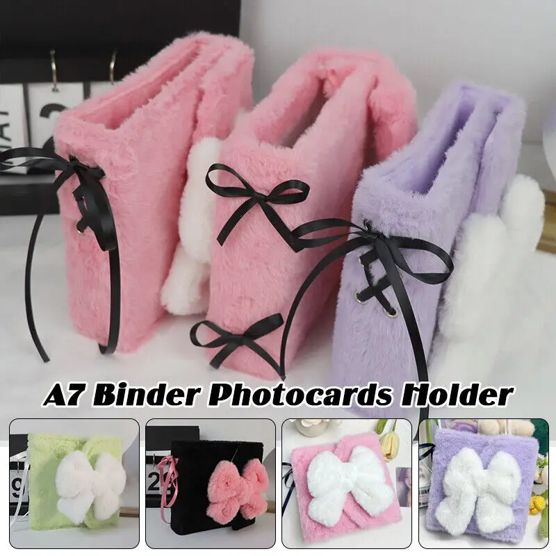 A7 Plush Bow Idol Photocard Binder Kpop Pictures Album Cute Collect Storage Book Loose-leaf Photocard Holder Card Storage