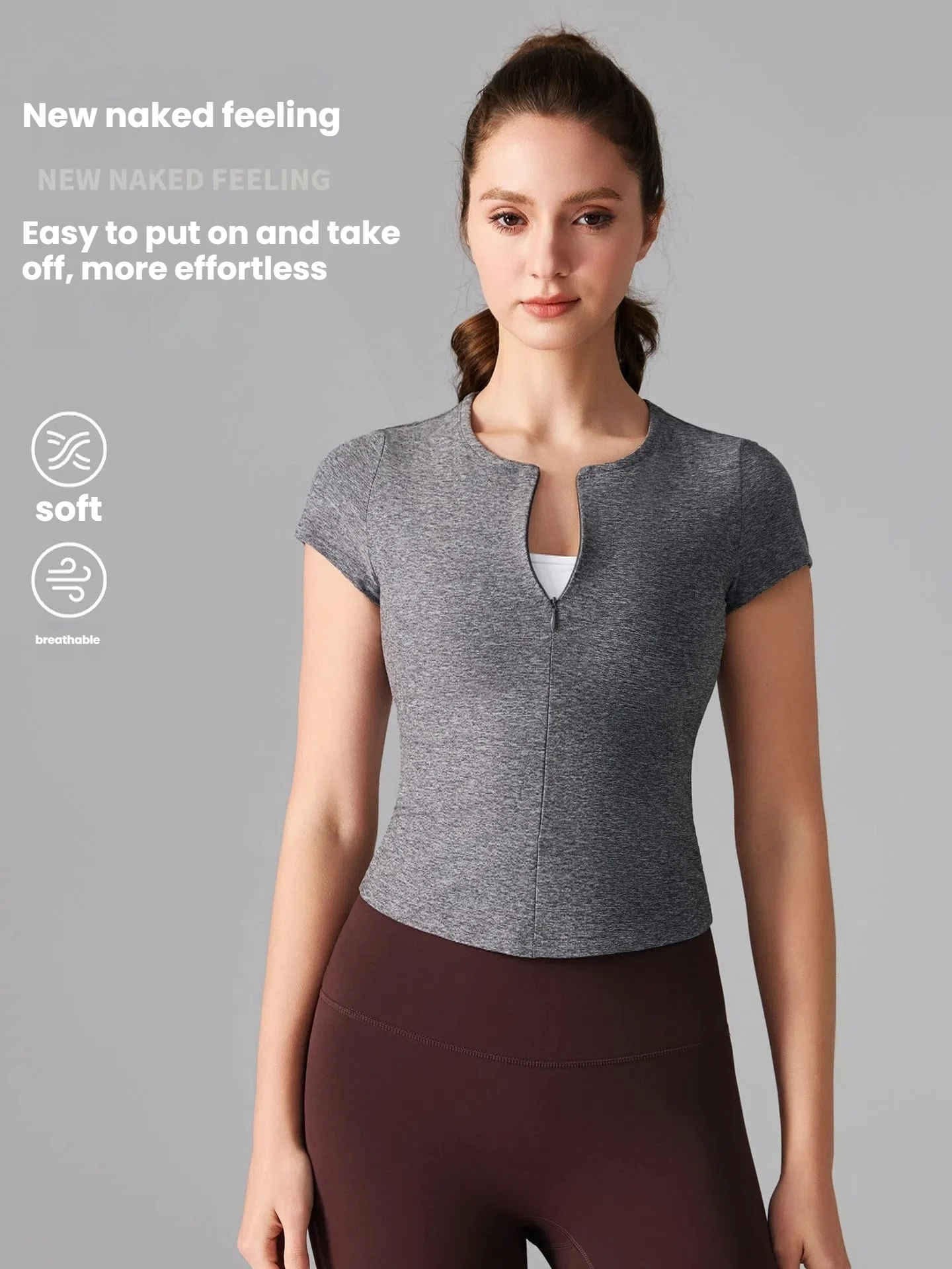 

Women's Half Zip Sports T-Shirt Slim Fit Workout Top Running Yoga Pilates Gym Fitness Short Sleeve Breathable Quick Dry Tee