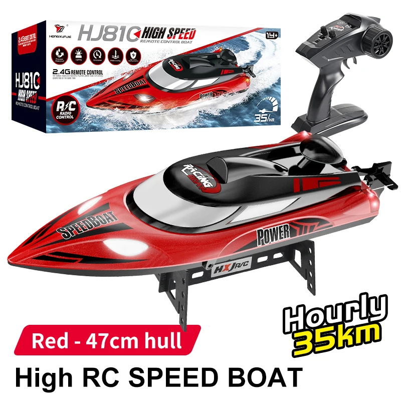 HJ810 RC Boat 2.4G 4CH 180 Flip Waterproof 35Km/h Remote Control Boat Lakes Pool Racing Boat Toys Speedboat Gift for Kids