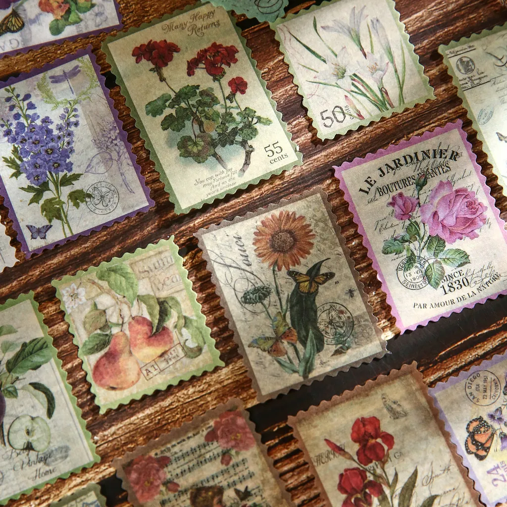 60 Pcs Junk Journal Stickers Vintage Scrapbook Creative Adhesive Diy Sticker Hand Made Decorative Junk Journal Supplies