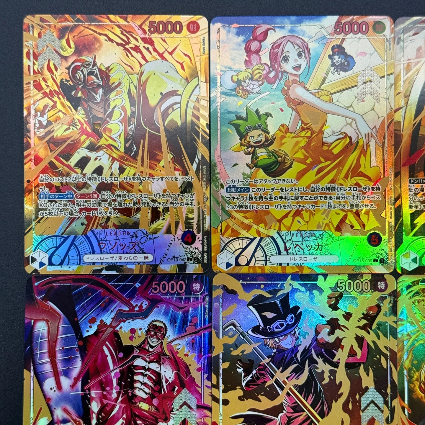 One Piece TCG Japanese Flame-Flame Fruit Coliseum Usopp Sabo Rebecca Law Lucy Doflamingo Collection Cards Proxy Foil Cards