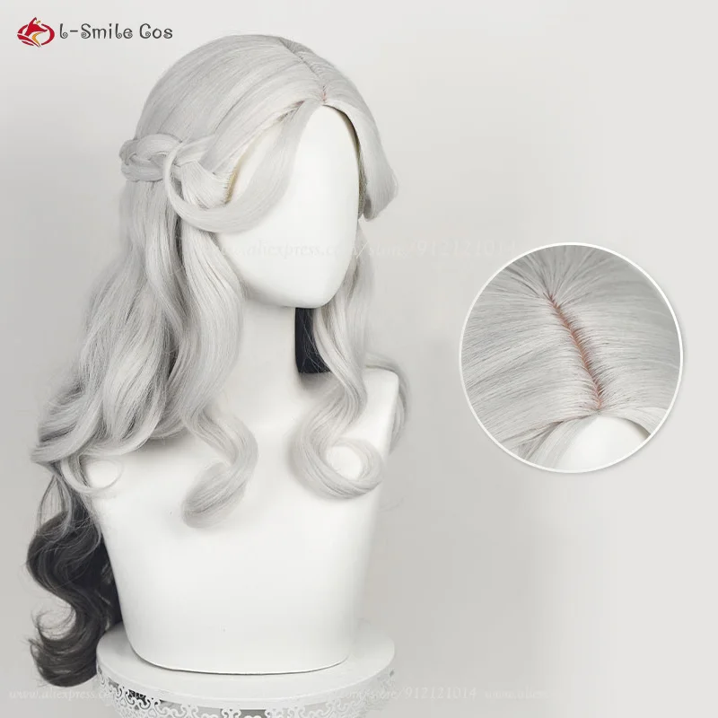 Game  Cos Ada Mesmer Cosplay Wig  66cm Gray Gradient Black Curly Women Anime Wig Heat Resistant Synthetic Hair+Wig Cap